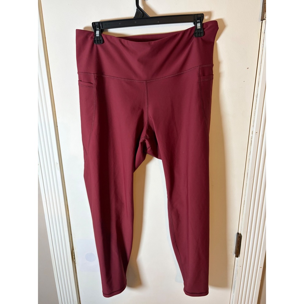 Old Navy Active Powersoft High Rise Go-Dry Leggings Burgundy XL Pockets